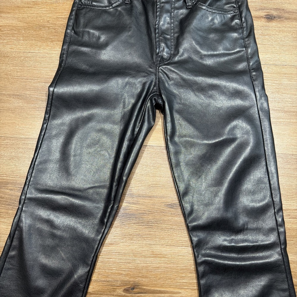 MOTHER The Insider Ankle Wax On Wax Off Woman's Size 25 Faux Vegan Leather Black - Picture 3 of 16